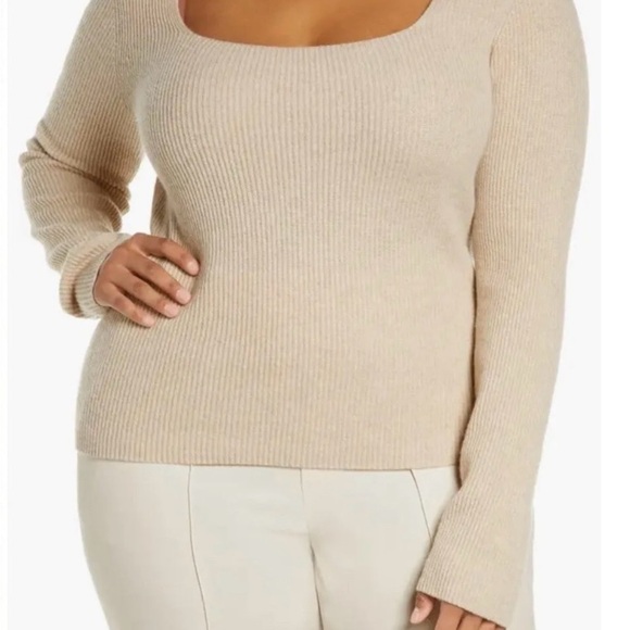 Vince Cashmere Ribbed Square Neck Smokey Quartz Sweater SZ XXL NEW WITH TAGS - Picture 5 of 10